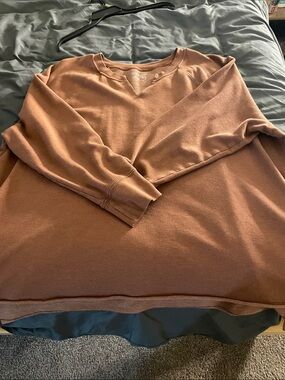 Terra & Sky Women's V-Neck Sweater in Rust